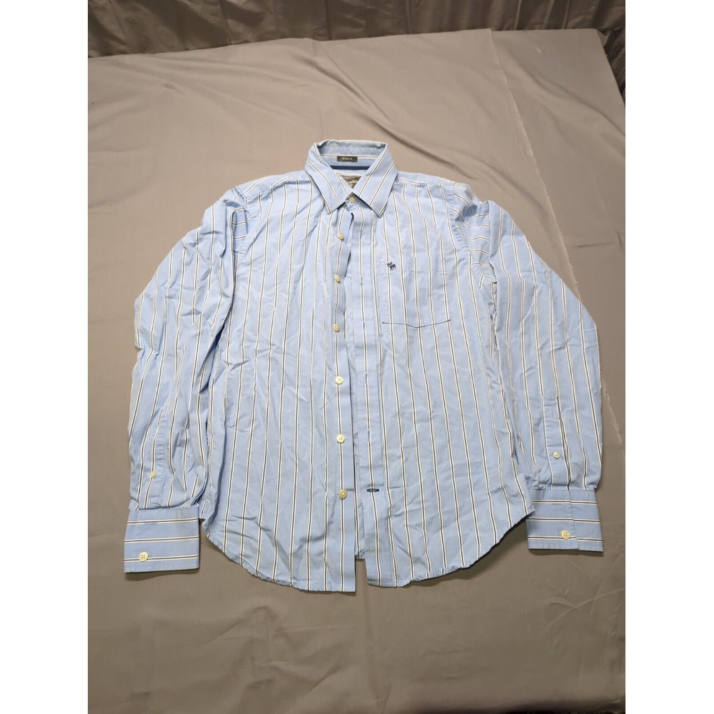 Abercrombie & Fitch Mens Muscle Fit Striped‎ Button Down Shirt Blue White Small